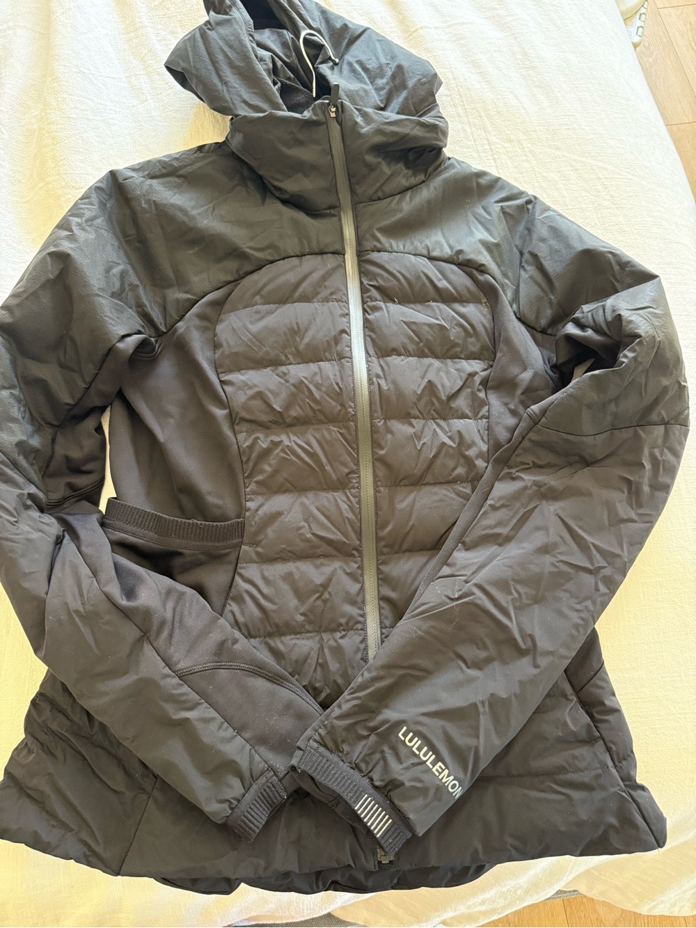 lululemon down for it all Women's Black Quilted Hooded Jacket